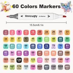 Alcohol Markers Set 60 Colors, Dual Tips Coloring Art Markers Set with Case &…