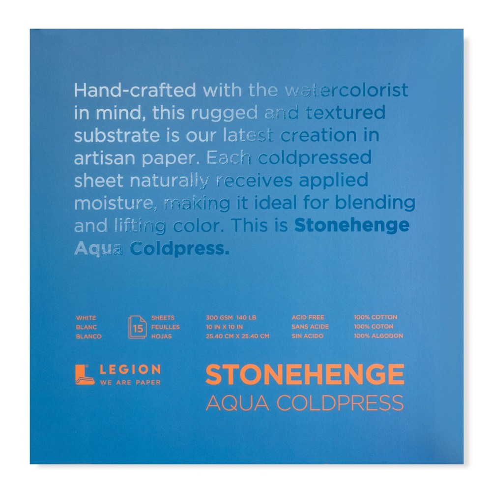 Stonehenge Aqua Watercolor Block, 140lb. Coldpress, 10 x 10, White, 15 Sheets…