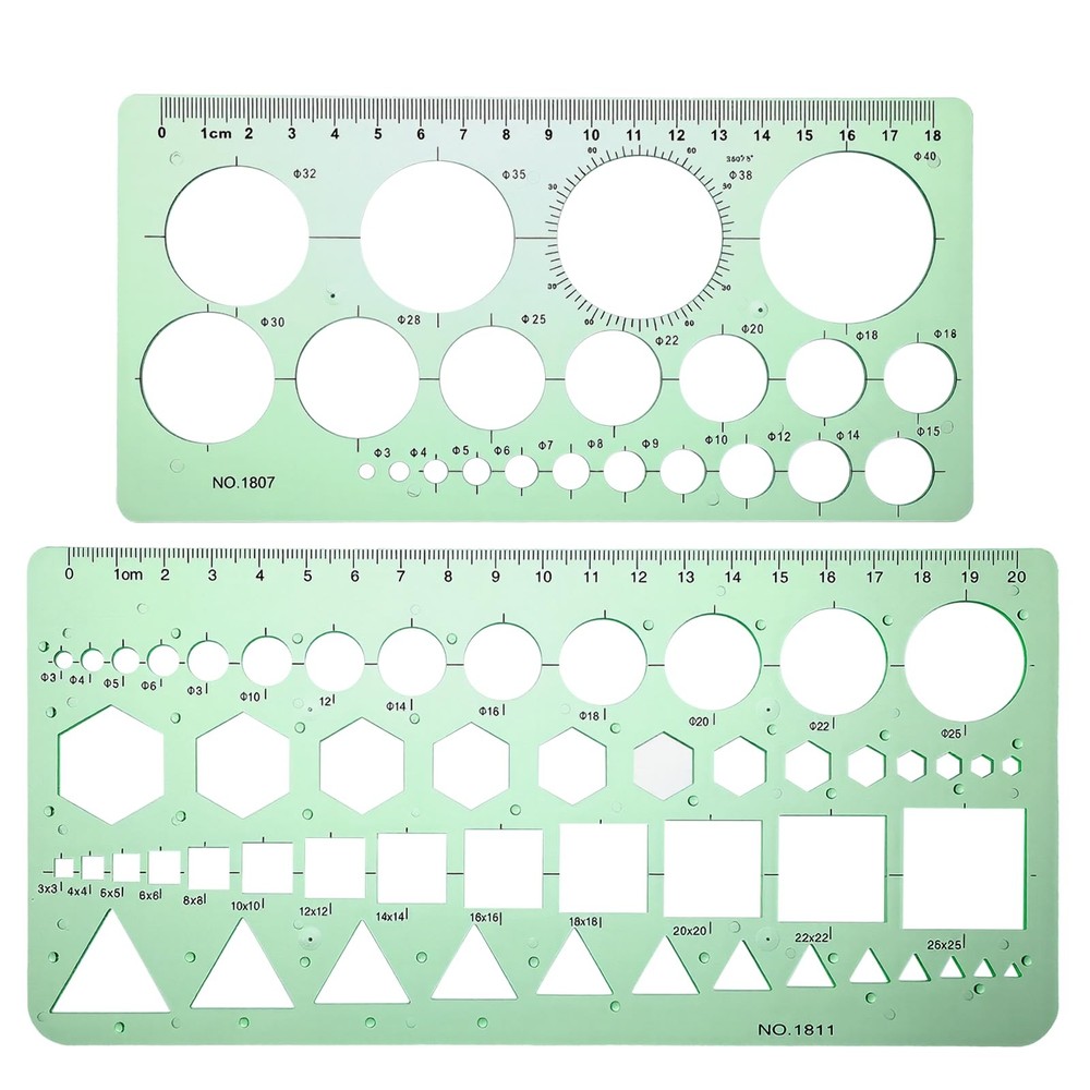 Elegaperma 2 pcs Circle Template for Drawing, 7.87 X 3.94 X 0.01 IN, Green