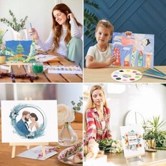AROIC PCS Professional Painting Set with Easels, 4 Wood Easels,40 Brushes 52