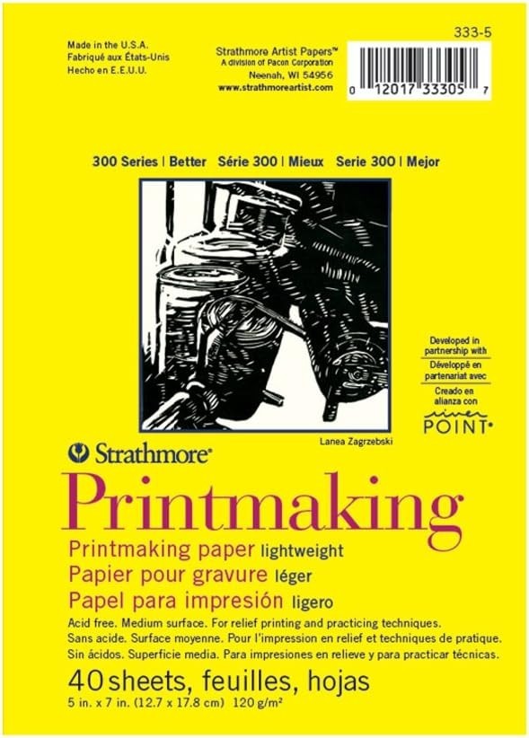Durable Glue Bound Printmaking Pad – 40 Lightweight Sheets for Relief Techniques