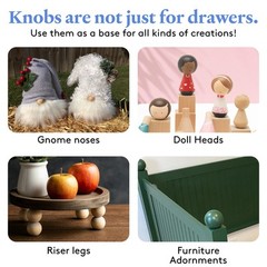 Unfinished Wood Ball Knobs 1-1/4 inch for Cabinets, Drawers, Crafts |Woodpeckers