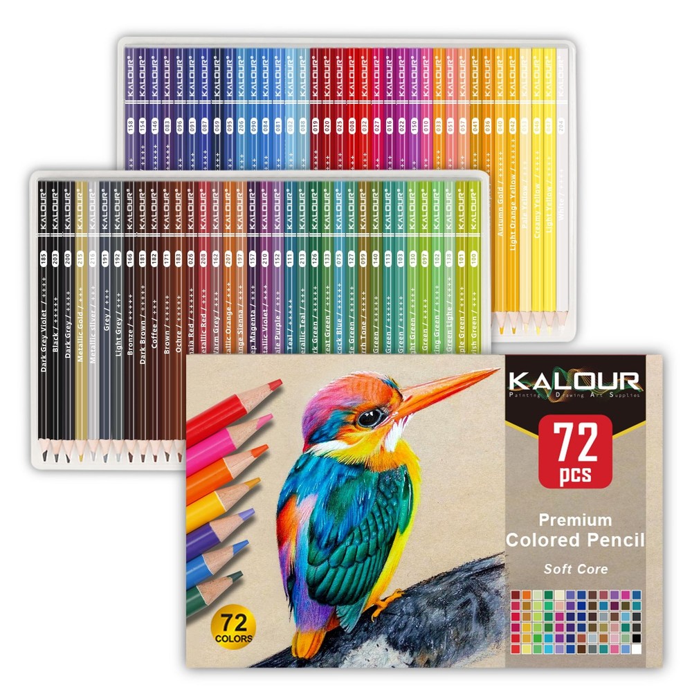 72 Count Colored Pencils for Adult Coloring Books, Soft Core,Ideal for Drawin…