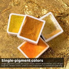 Artist Watercolor Paints-Metallic Glitter Solid Colors-Pink Portable Metal Ca…