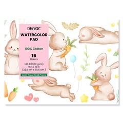 Watercolor Paper Pad, 15 Sheets, 9×12”, 100% Cotton Paper, Glue Bound, 140LB/…