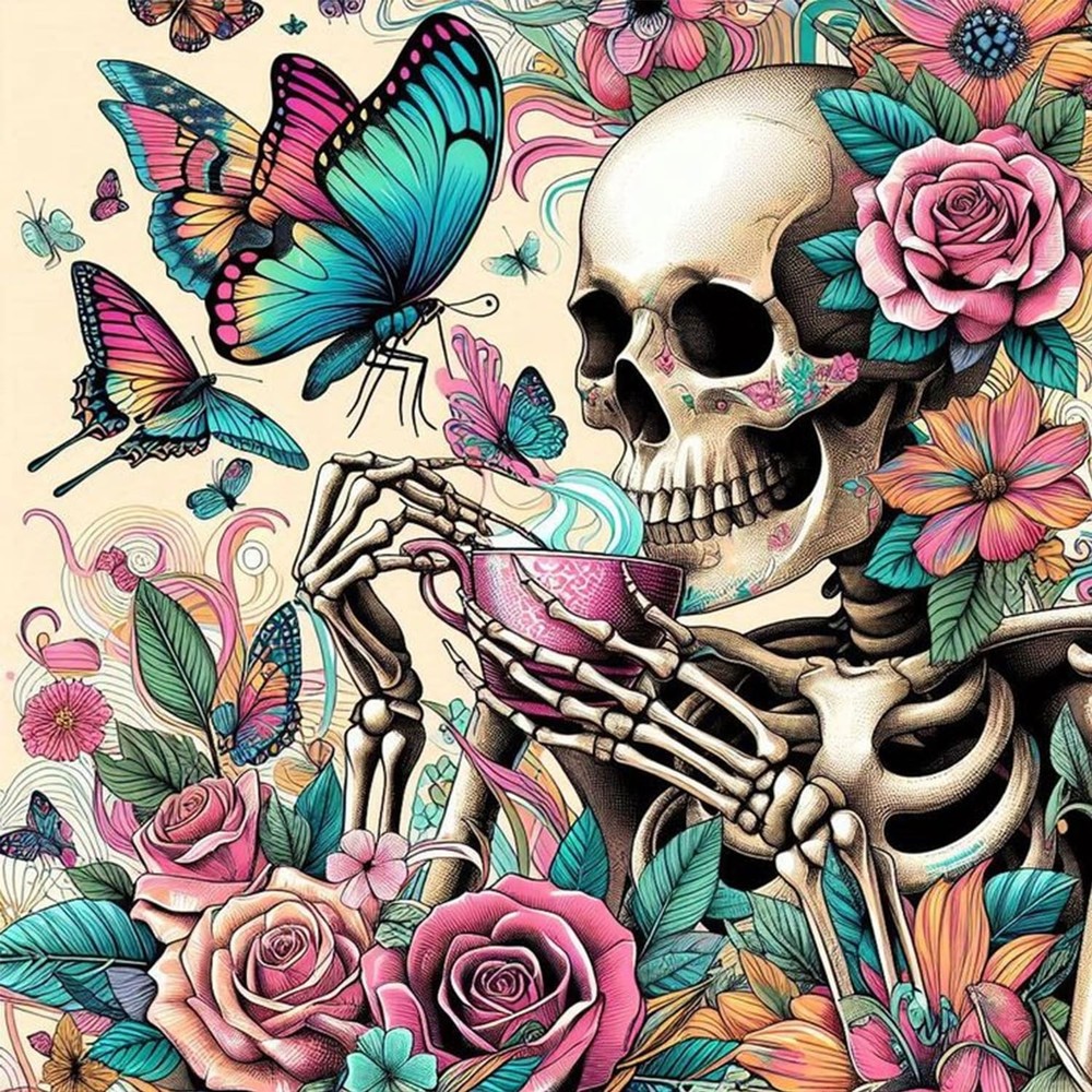 Skull Diamond Art Kits for Adults,Round Full Drill 5D Diamond Painting Kits foR