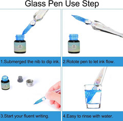 Glass Dip Ink Pen Calligraphy Set – 17 Pcs Kit with Rainbow Crystal Retro Carvin