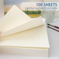 100 PCS 5×7 Inch Watercolor Paper 105LB/230GSM Cold Press Heavyweight