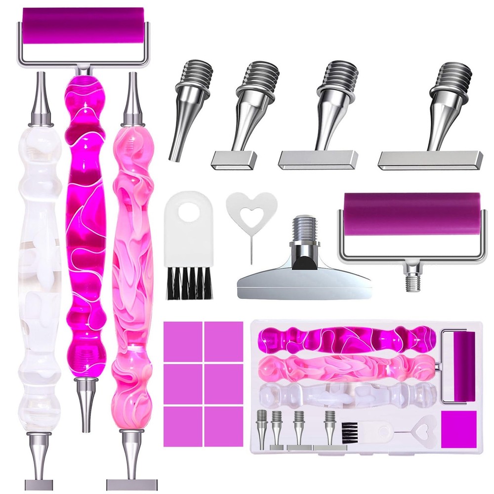 ZYNYXY 17PCS Ergonomic Diamond Art Pen Purple + Pink + White + 5 PCS Tips