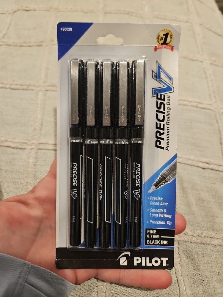 Pilot Roller Ball Pen Fine .07 5/PK Black 26020 SEALED NEW Free Shipping