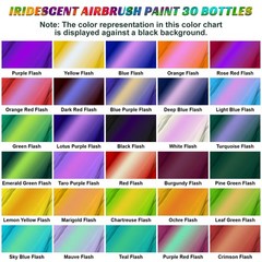 Iridescent Airbrush Paint – 30 Colors with 4.05 fl oz Thinner and 4.05 fl oz Pri
