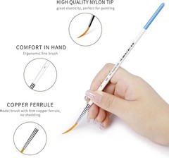 830 Rigger Artist Paint Brush 6 Piece Set Extra Long Fine Point Liner Tip #000#0