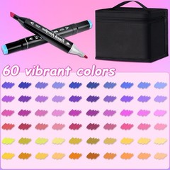 Alcohol Markers Set, 60 Colors Dual Brush Tip Art Coloring Markers for Adult …