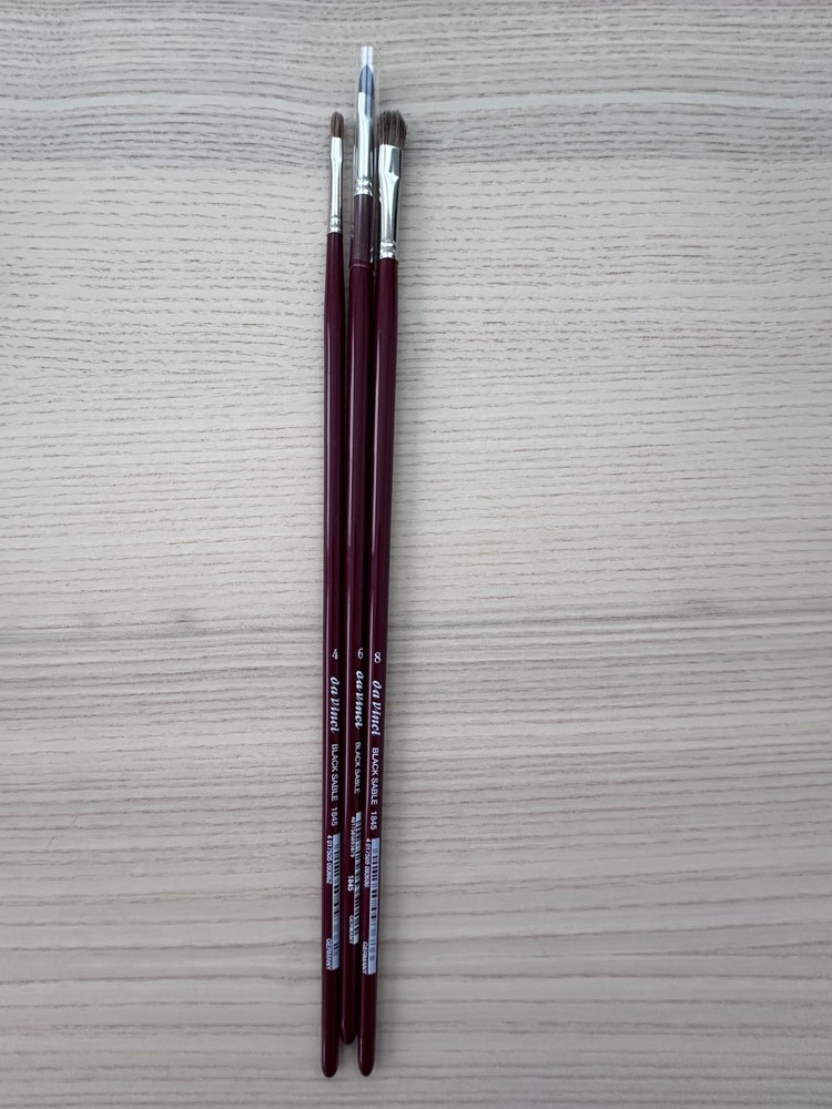 New Da Vinci Black Sable 1845 Oil Brushes Sizes 4, 6 & 8