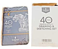 Castle Arts 40 Pc Premium Drawing Set Graphite Pastel Charcoal New Sealed