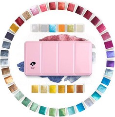 Paul Rubens Artist Grade 48 Colors Watercolor Set, Glitter Metallic Paints Set