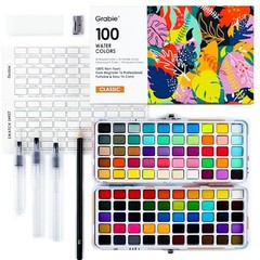Watercolor Paint Set – 50 Regular, 35 Metallic, 10 Macaron and 5 100 Colors