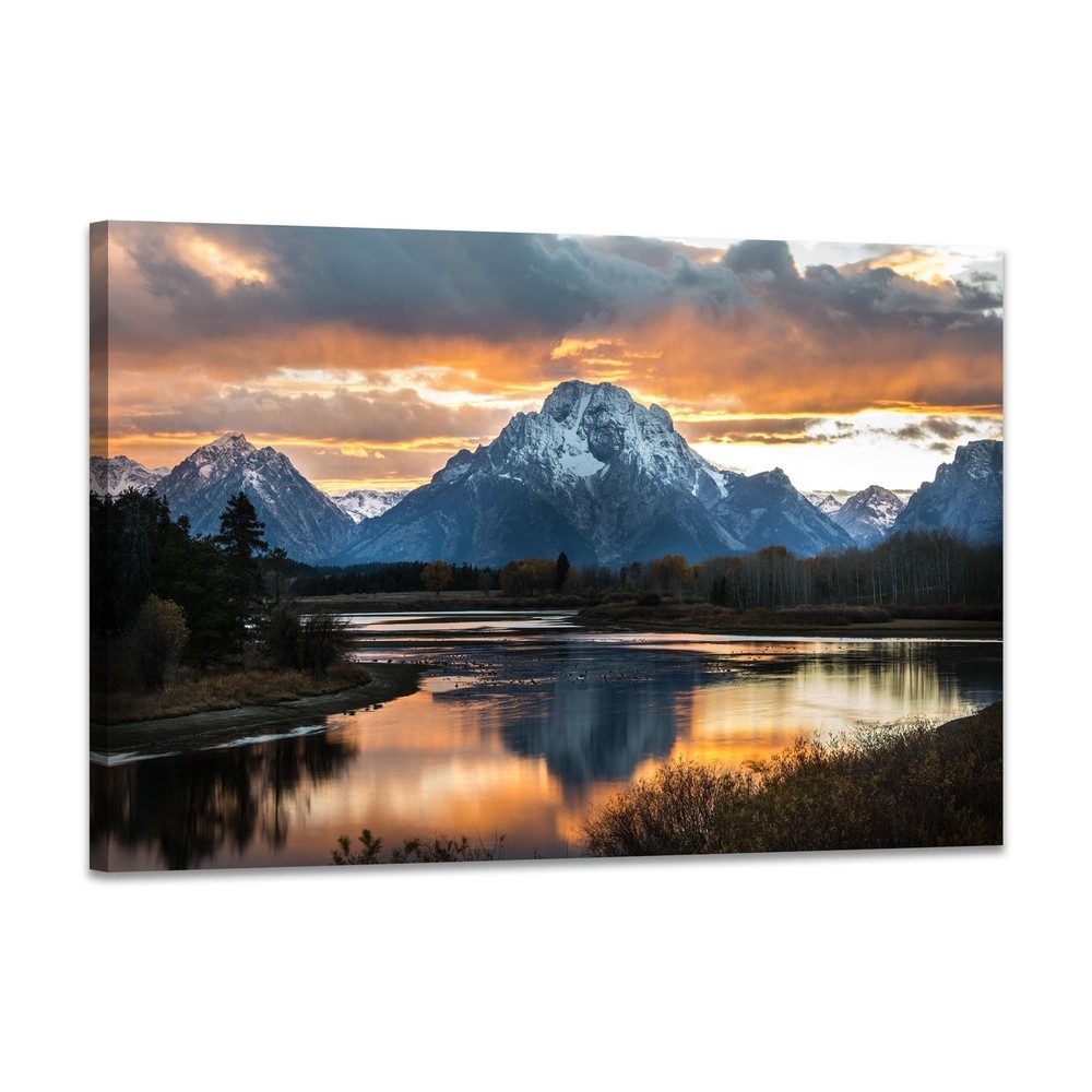 SKASNFAI Grand Teton National Park Canvas Wall Art Mountain Landscape Print P…