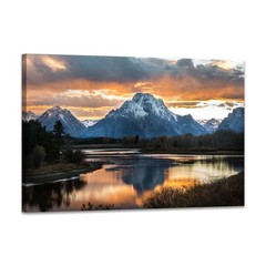 SKASNFAI Grand Teton National Park Canvas Wall Art Mountain Landscape Print P…