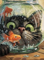 Curious Cat Fish Paint By Numbers Kit DIY Wall Art Decoration Full Drill Kit