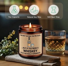 Whiskey & Cedarwood 100% Natural Soy Wax Candle – NIB, NEW
