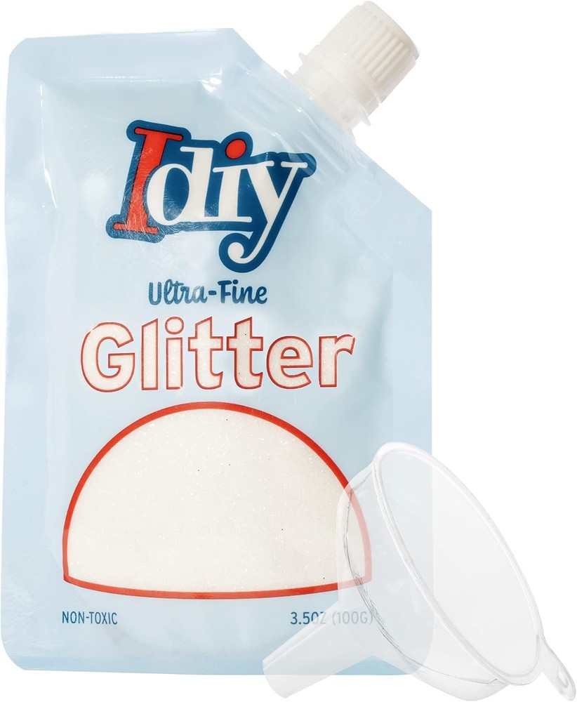 iDIY Ultra Fine Glitter Snowfall White (100g, 3.5 oz) Extra Fine Glitter w