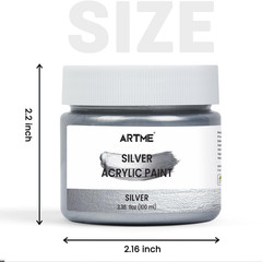 Metallic Silver Acrylic Paint, 100Ml Silver Paint for Art, Hand-Crafts, Non-Toxi