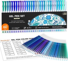 60 Pack Blue Tone Gel Pens Set With Matching Refills