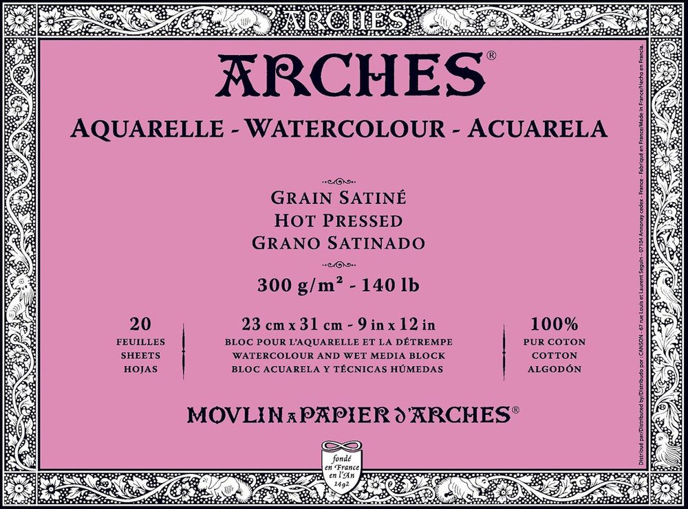 23 X 31 Cm 300 GSM Hot Pressed Glued on 4 Sides Block Watercolour Paper – Natura