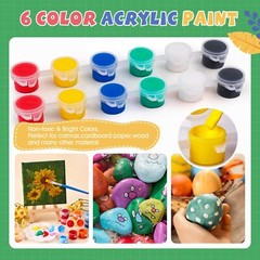 Mini Acrylic Paint Set with Canvas Easel and Brushes Perfect for Beginners