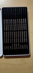 Brunel Franklin Charcoal pencils Set of 12 New Sealed 4 hard 4 soft 4 medium.Tin