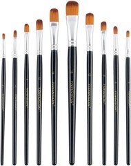 Transon Synthetic Filbert Paint Brush Set 10pcs for 10 PCS, Black