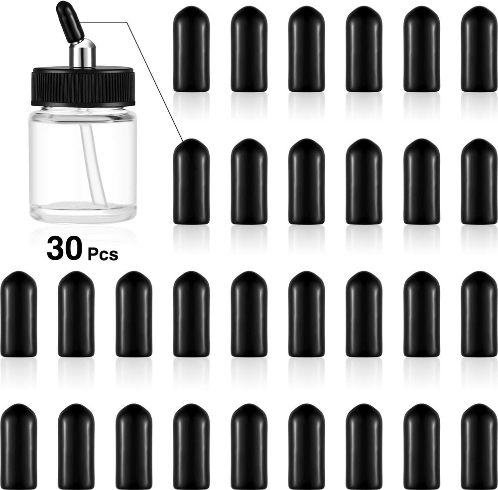 30 Pcs Airbrush Bottle Siphon Caps Black by Blulu