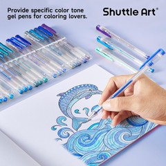 Shuttle Art 60 Pack Blue Tone Gel Pens with Refills for Coloring