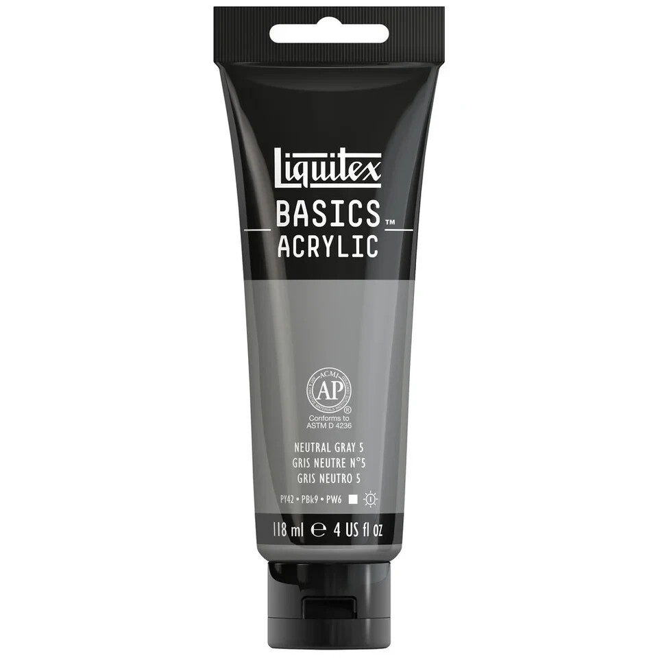 NEW ⭐️ Liquitex BASICS Acrylic Paint Neutral Gray Grey Permanent 4oz – 1046-599