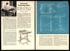 Drawing~Drafting Table with drawer 1944 HowTo Build PLANS adjustable height