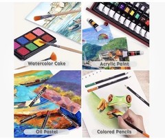 175 Piece Deluxe Art Set with 2 Drawing Pads, Acrylic Paints, Crayons, Colored P