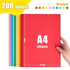 200Sheets Multicolored Card Stock Printer Paper Construction Paper for Scrapbook