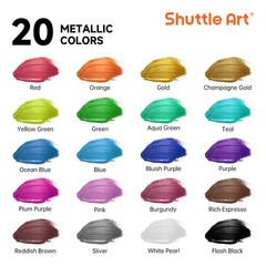 Shuttle Art 30 Colors Metallic Acrylic Paint, Artist Grade Metallic Paint in Bot