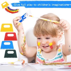 Plastic Paint Scraper Tool, 12.8 x 8 x 0.2 cm, Red, Yellow, Blue, and Green