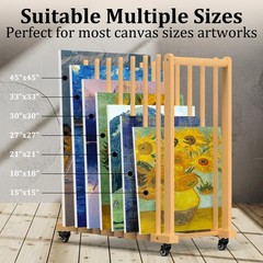 Art Storage Rack with Wheels & Handle- Beech Wood Canvas Organizer & Artwork …