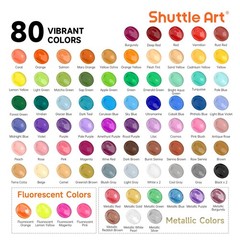 Shuttle Art 80 Colors Acrylic Paint, 2 Fl Oz (Pack of 80), Regular