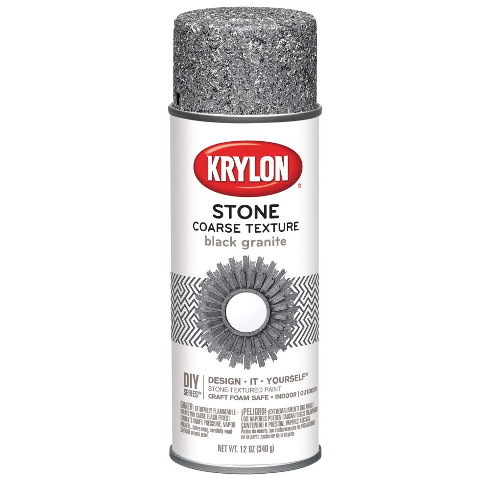 Krylon K18201 Coarse Stone Texture Finish 12 Ounce (Pack of 1), Black Granite