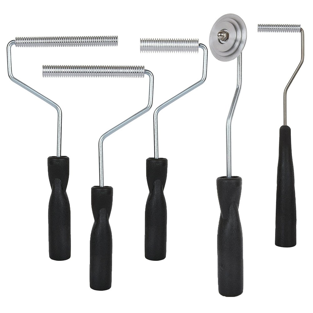 Fiberglass Roller Tools Kit Set of 5, Bubble brush nickel, black