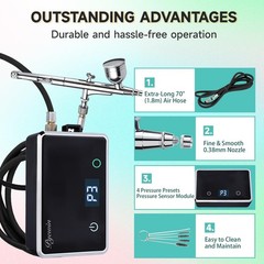 32PSI Cordless Airbrush Kit with Compressor – Portable Handheld Air Brush Gun…