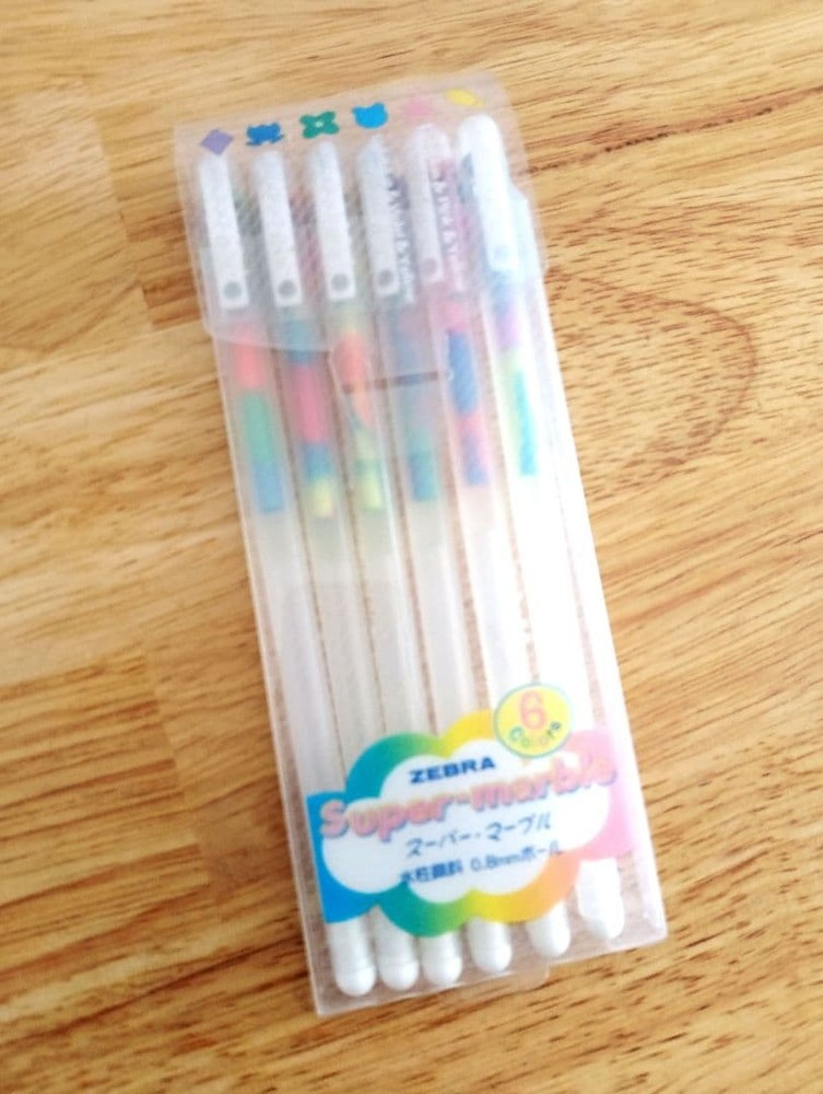 ZEBRA Super Marble Pen 6 Colors 6 Pieces Set with Case Heisei Retro