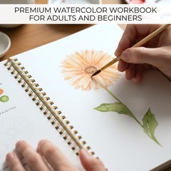 Watercolor Workbook With 24 Colors Paint Set 12 Floral Paintings for Beginners