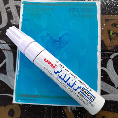 MODIFIED SEA BLUE Uni Paint Marker PX-30 Broad Chisel Tip 8mm Graffiti Supplies