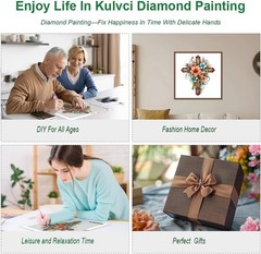 Kulvci Cross Flower Diamond Art Painting Kits for 12×12 inches, Multicolor
