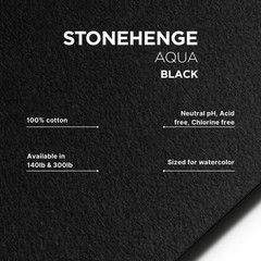 Stonehenge Aqua Black Medium Weight Pad, 140lb, Coldpress, 9 x 12 Inches, 15 …